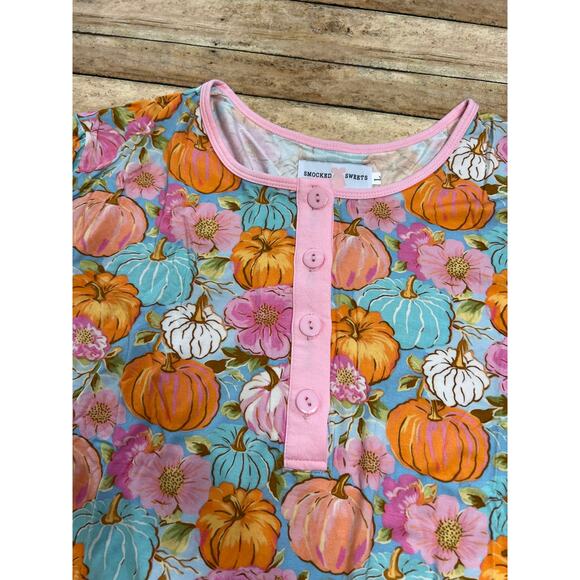 NWOT Smocked Sweets Pumpkin Bamboo Gown Large - Picture 2 of 3